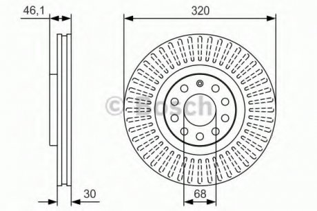 ДИСК ГАЛЬМIВНИЙ ПЕРЕДНIЙ PREMIUM2 BOSCH 0 986 479 S30