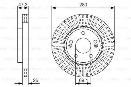 ДИСК ГАЛЬМIВНИЙ ПЕРЕДНIЙ BOSCH 0 986 479 U10