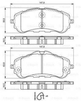 Комплект гальмівних колодок з 4 шт. дисків BOSCH 0986494714 (фото 1)