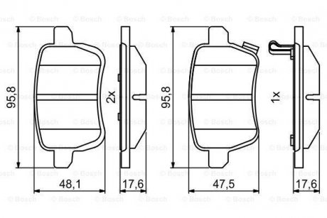 ДИСКОВI КОЛОДКИ ЗАДНI BOSCH 0 986 494 802