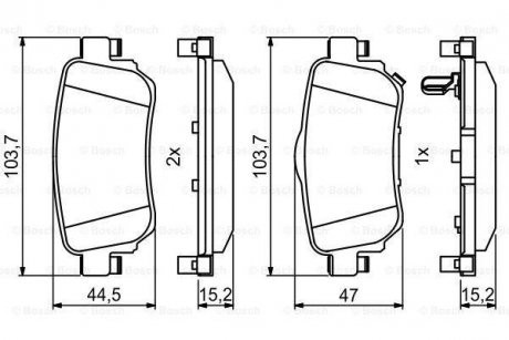 Комплект гальмівних колодок з 4 шт. дисків BOSCH 0986494816 (фото 1)