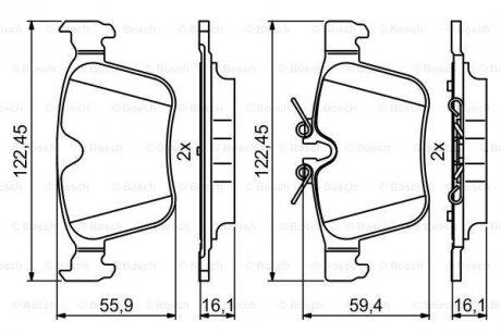 Комплект гальмівних колодок з 4 шт. дисків BOSCH 0986494819 (фото 1)