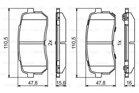 Комплект гальмівних колодок з 4 шт. дисків BOSCH 0986494828 (фото 1)