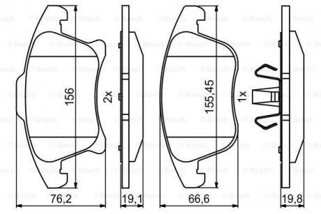 Комплект гальмівних колодок з 4 шт. дисків BOSCH 0986494837