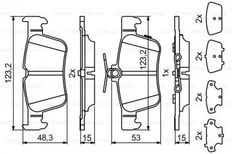 Комплект гальмівних колодок з 4 шт. дисків BOSCH 0986494839 (фото 1)