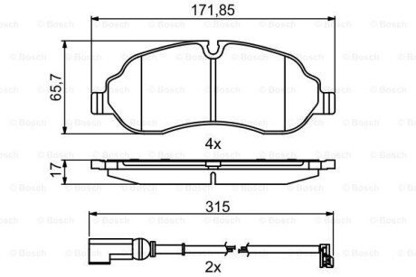 Комплект гальмівних колодок з 4 шт. дисків BOSCH 0986494845