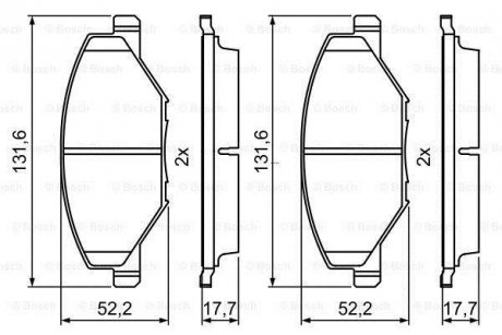 Комплект гальмівних колодок з 4 шт. дисків BOSCH 0986495390 (фото 1)