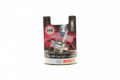 Лампа накалу H4 12V 60/55W P43t GigaLight +150 (blister 1шт) BOSCH 1987301136