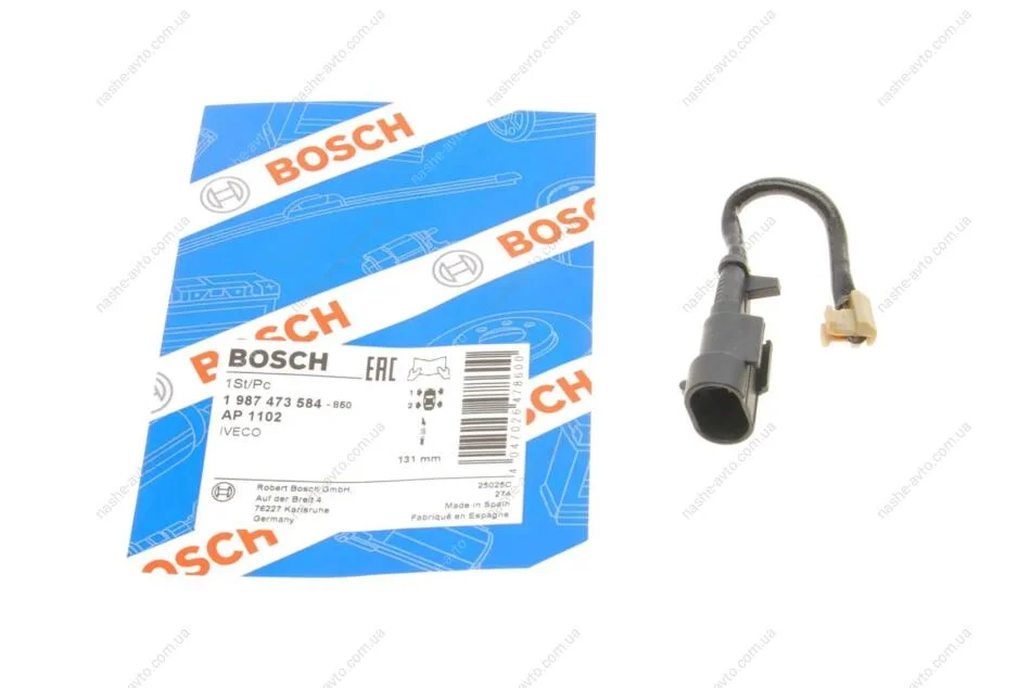 Датчик зносу гальмівних колодок передній Bosch BOSCH 1 987 473 584 (фото 1)
