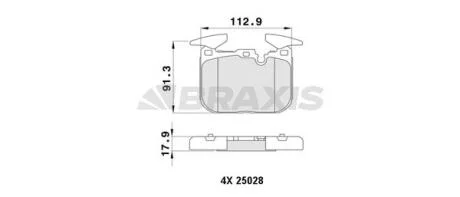 Гальмівні колодки комплект BRAXIS AA0449