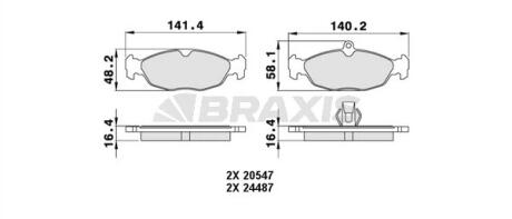 Гальмівні колодки комплект BRAXIS AA0470