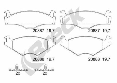 Колодки пер. гальмівні VW GOLF I/II/JETTA I/II -91/PASSA BRECK 208872070200