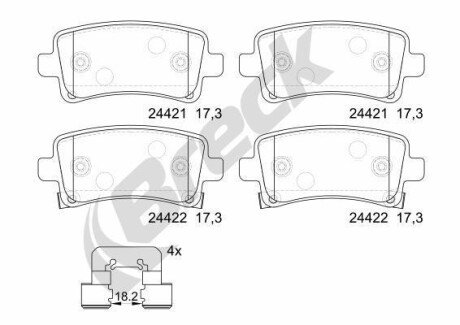 Комплект гальмівних колодок BRECK 24421 00 704 10