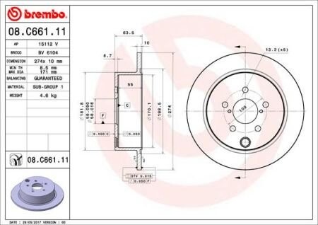 Диск гальмівний BREMBO 08.C661.11