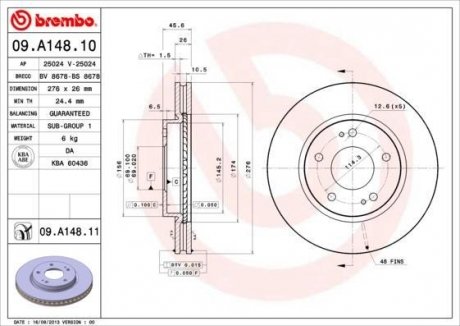 Диск гальмівний BREMBO 09.A148.11