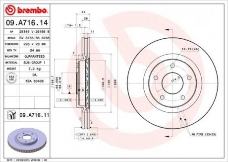 Диск гальмівний BREMBO 09.A716.14