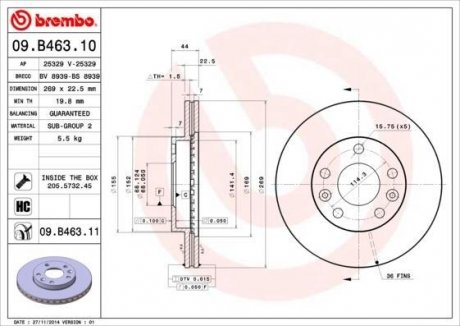 Диск гальмівний BREMBO 09.B463.10