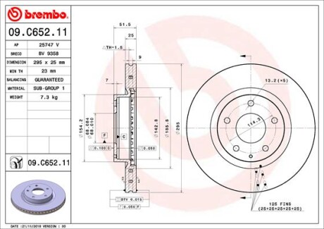 Диск гальмівний BREMBO 09.C652.11