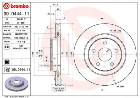 ГАЛЬМІВНИЙ ДИСК BREMBO 09.D444.11