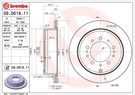 Brake disk BREMBO 09.D618.11 (фото 1)