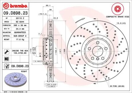 Диск гальмівний BREMBO 09.D898.23