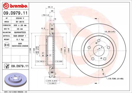 ГАЛЬМІВНИЙ ДИСК BREMBO 09.D979.11