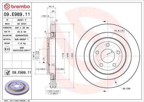 ГАЛЬМІВНИЙ ДИСК BREMBO 09.E989.11
