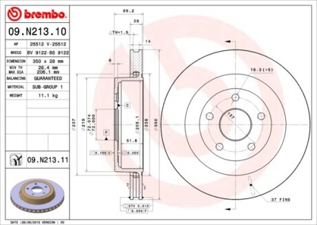 Диск гальмівний BREMBO 09.N213.11