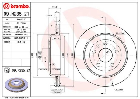 Диск гальмівний BREMBO 09.N235.21