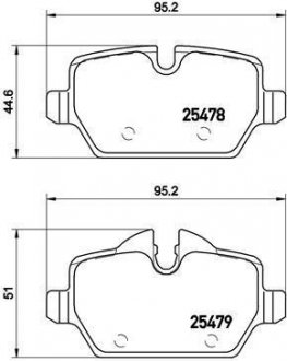 Комплект гальмівних колодок з 4 шт. дисків BREMBO P06080