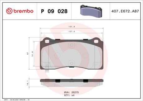 ДИСКОВІ КОЛОДКИ BREMBO P 09 028