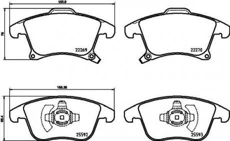 Комплект гальмівних колодок з 4 шт. дисків BREMBO P24173