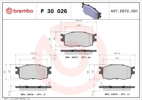 Колодка гальм. диск. HYUNDAI ACCENT, KIA RIO II передн. (вир-во) BREMBO P30026