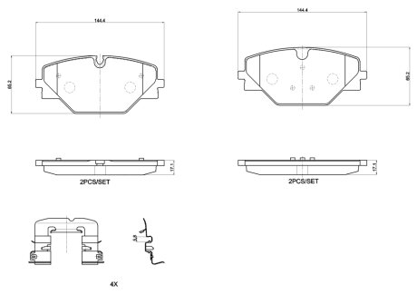 Колодки гальмівні дискові (комплект 4 шт) BREMBO P44032