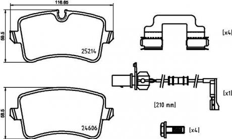 Комплект гальмівних колодок з 4 шт. дисків BREMBO P85150 (фото 1)