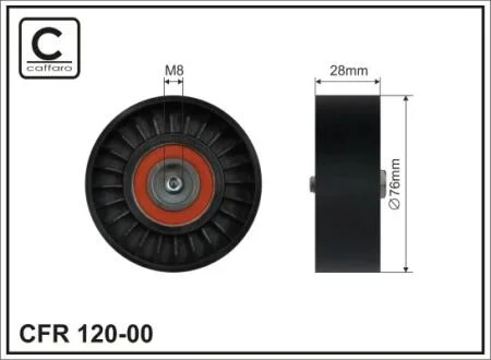 Ролик натягувача привідного ременя агрегатів (76x17x28) (Audi) CAFFARO 12000