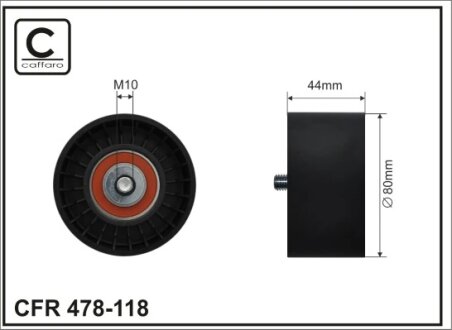Ролик натяжного механізму поліклинового ремня mercedes actros/mp2/mp3 om541.920-om542.962 04.96- 80x CAFFARO 478118