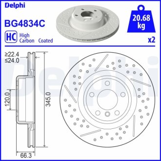 Фото диск гальмівний Delphi BG4834C Диск гальмівний Delphi BG4834C