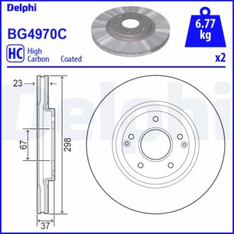 Фото диск гальмівний Delphi BG4970C Диск гальмівний Delphi BG4970C
