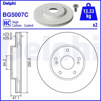 Фото диск гальмівний Delphi BG5007C Диск гальмівний Delphi BG5007C