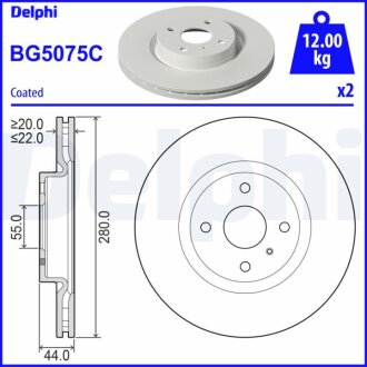 Фото диск гальмівний Delphi BG5075C Диск гальмівний Delphi BG5075C