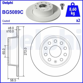 Фото диск гальмівний Delphi BG5089C Диск гальмівний Delphi BG5089C