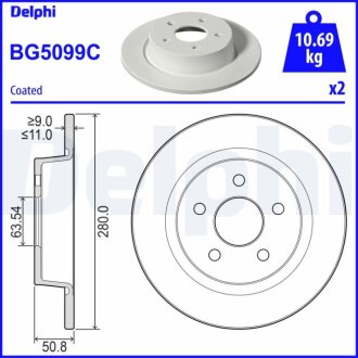 Фото диск гальмівний Delphi BG5099C Диск гальмівний Delphi BG5099C