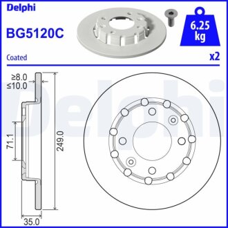 Фото диск гальмівний Delphi BG5120C Диск гальмівний Delphi BG5120C