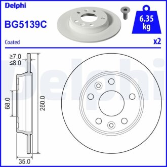 Фото диск гальмівний Delphi BG5139C Диск гальмівний Delphi BG5139C