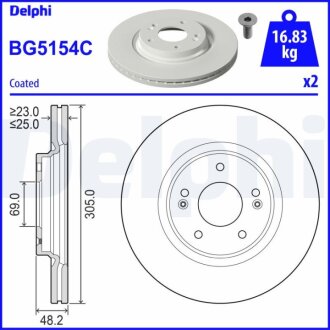 Диск гальмівний Delphi BG5154C