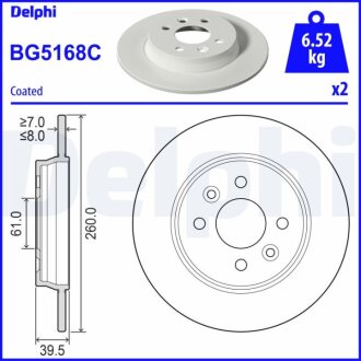 Фото диск гальмівний Delphi BG5168C Диск гальмівний Delphi BG5168C
