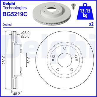 Диск гальмівний Delphi BG5219C