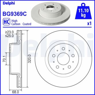Фото диск гальмівний Delphi BG9369C Диск гальмівний Delphi BG9369C