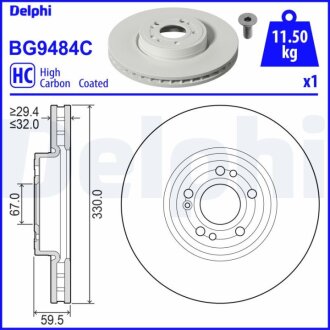 Фото диск гальмівний Delphi BG9484C Диск гальмівний Delphi BG9484C